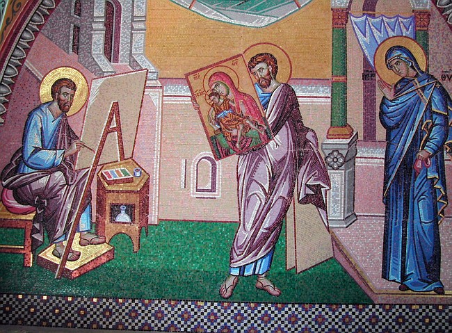 Православные иконы на Кипре - Святой Лука рисует икону с Девой Марией
